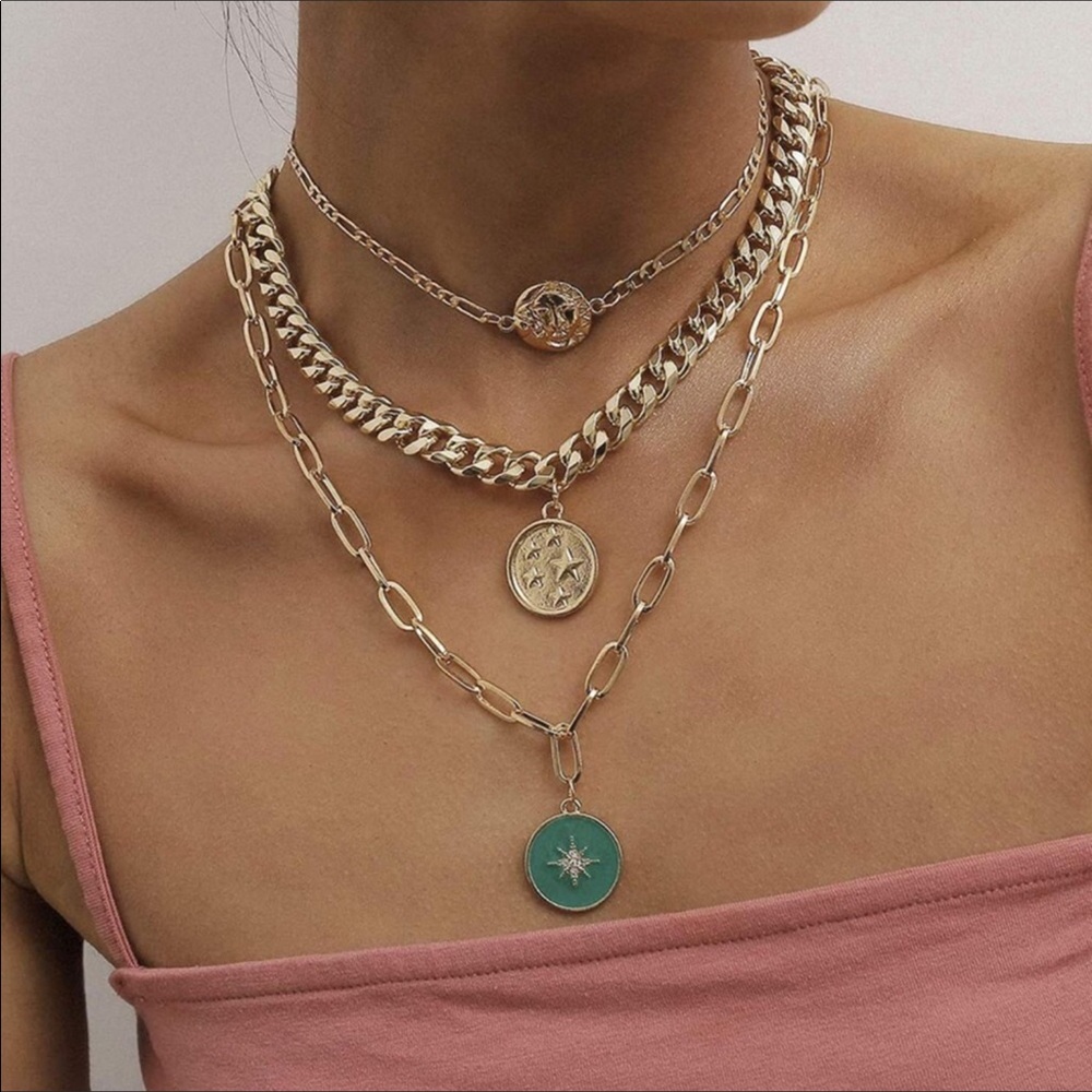 Choker Layered Galaxy Coins  New